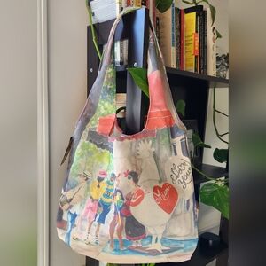 Canvas Illustration Tote Bag in Multicolor